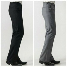 Men Bell Bottom Pants 60s 70s Retro Flare Formal Dress Trousers Slim Fit Retro
