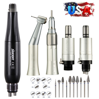 Dental Hygiene Prophy Handpiece Air Motor 4Hole/Low Speed Handpiece 2/4H 10*Burs