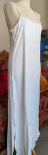 ZARA Stunning Summer White Satin Dress, Ruched Side + Slit From Hem Size XL BNWT