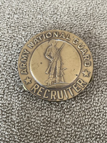 Recruiter Pin Vintage U.S. Army National Guard Recruiter Insignia 3 Tone Metal Badge ...