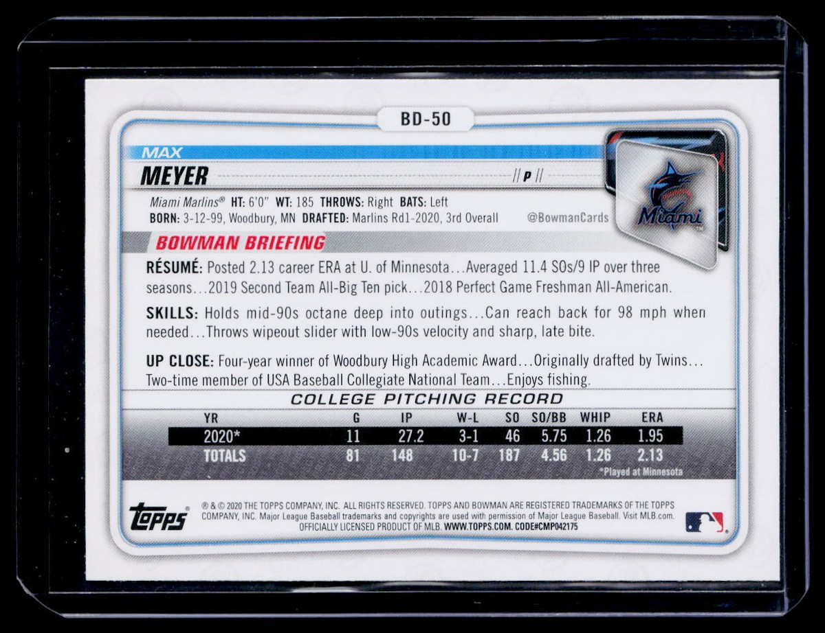 2020 Bowman Draft #BD-50 Max Meyer | eBay