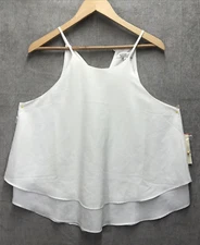 Active USA Blouse Size Large White Layered Spaghetti Strap
