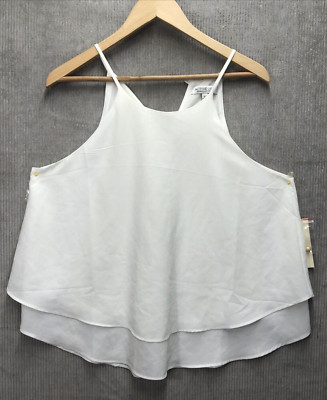 Active USA Blouse Size Large White Layered Spaghetti Strap