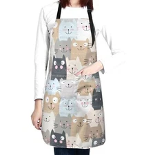 Cat Apron Cute Cooking Apron with Pocket for Women Men Chef Funny Aprons Kitc...