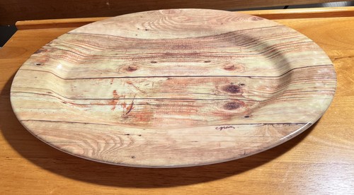 CITRUS GROVE Melamine Light Brown Wood Plank Look Platter 18" x 13"