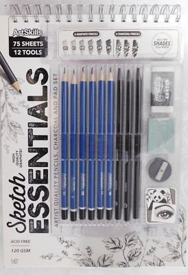 ArtSkills Sketch Essentials-75 Sheets + 12 Tools-Acid free, 120 GSM