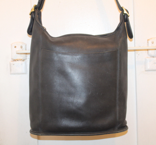 COACH Legacy Slim Duffle Navy Blue Leather Shoulder Bag Purse #9060 Vintage