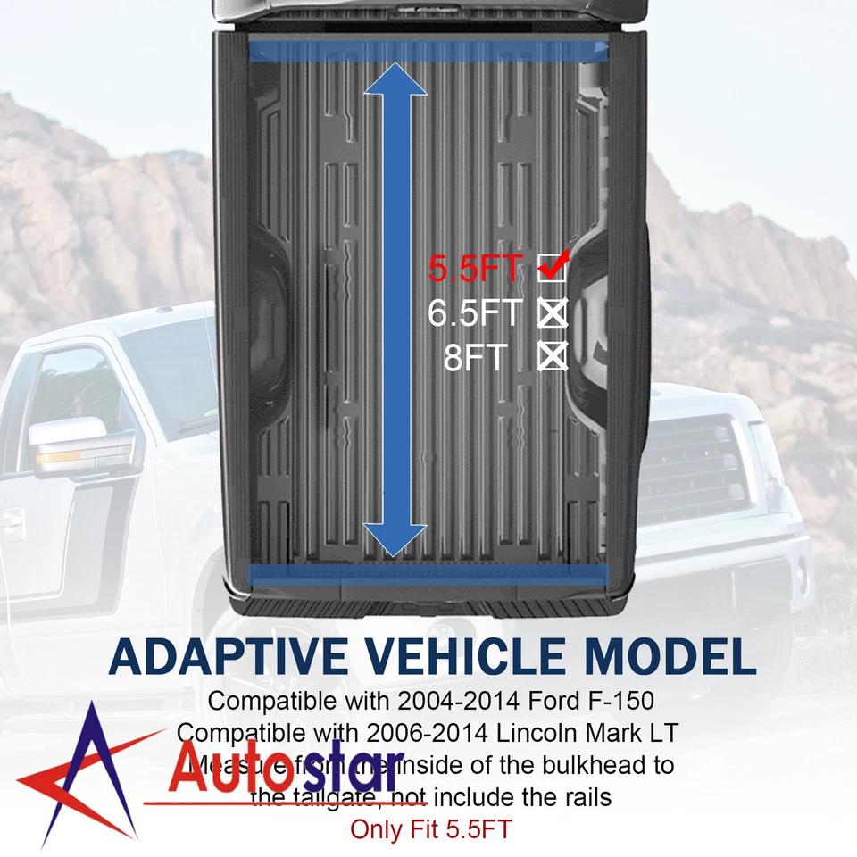 Cubierta Tonneau de plataforma rígida sólida triple plegable para camioneta Ford F-150 2004-2014 5,5 ft Foto 3 de 4