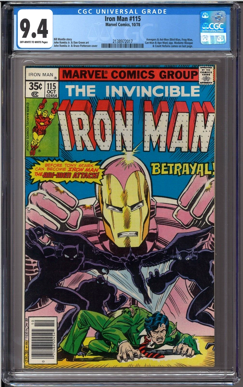 Iron Man #115 CGC 9.4 Avengers Ani-Men Count Nefaria app | eBay