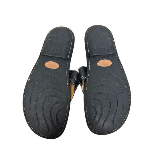 Born Womens Black Leather Slide Sandals Size 8/39 Comfortable Casual Footwear - Picture 3 of 7