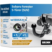 ANHÄNGERKUPPLUNG für Subaru Forester SH 08-13 abnehmbar BRINK +7pol E-Satz ABE