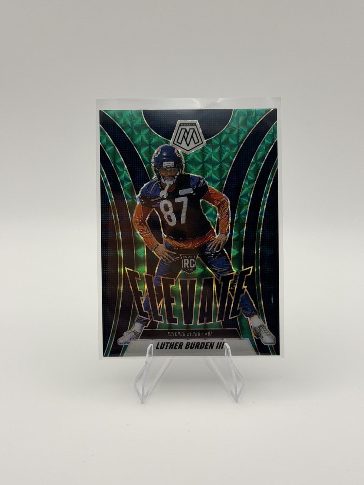 2025 Panini Mosaic #7 Luther Burden III Chicago Bears Elevate Mosaic Green NFL