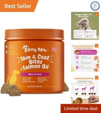 Delicious Salmon Chews for Dogs - 90 Count, Omega-3 Allergy Relief Supplement