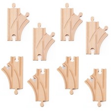 8X 3.5 Curved Switch Tracks Wooden Train Expansion Set Pack with Thomas Chugg...