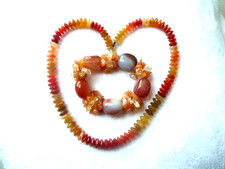 KARNEOL KETTE__Collier__ca. 45cm__250ct__GG375 +Armband Karneol