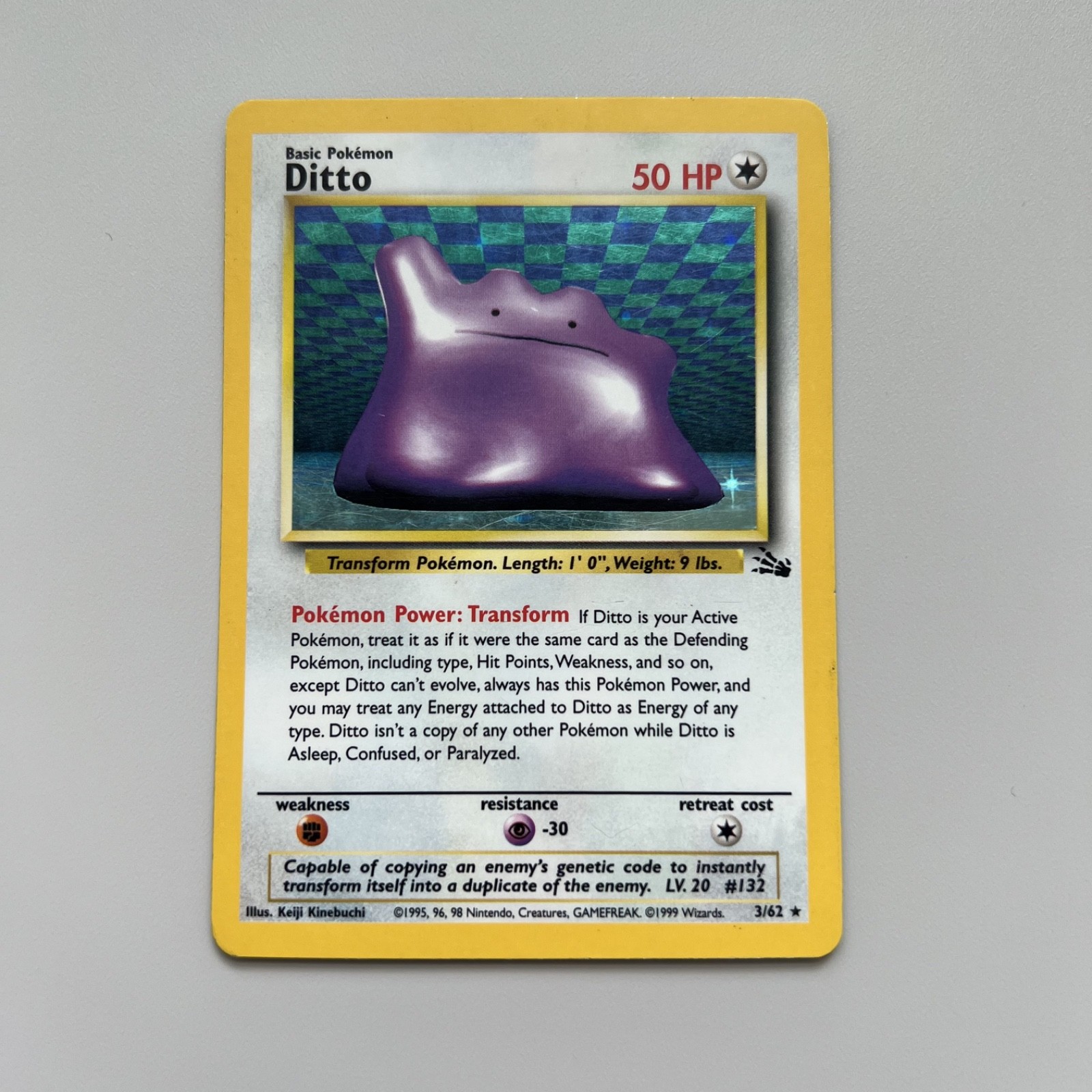 Ditto 3/62 Pokemon Fossil Unlimited Holo Rare Vintage WOTC MP TCG Card