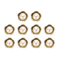 10 StüCk Gold Kunstperlen KnöPfe 9Mm Rund FüR NäHen Basteln #19