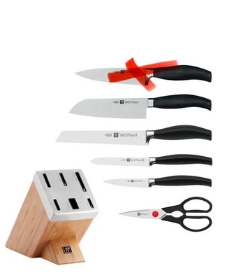 ZWILLING Messerblock Five Star 6-tlg Selbstschärfend Bambus 4 Messer + Schere