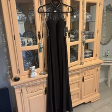 Blondie Nites Black halter beaded gown