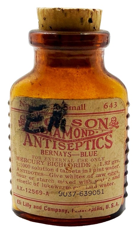 2" Yellow-Amber Poison Bottle. Embossed: POISON 2x. Label. 1890-early 1900s.