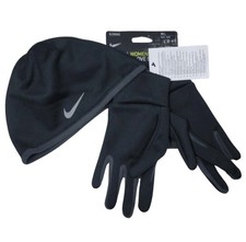 NIKE Women's Therma Hat and Glove Set sz X-Small / Small Black Gray Running