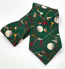 Men’s Green Golf Theme Novelty Tie Multicolor Design Necktie. Made in USA