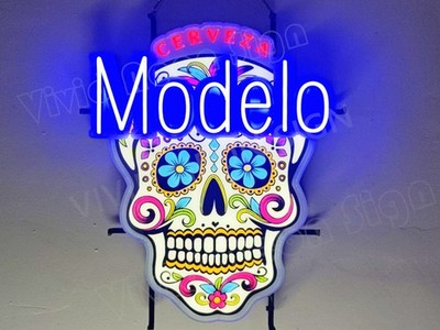 Cerveza Modelo Beer Sugar Skull 24'' Vivid LED Neon Sign Light Lamp With Dimmer