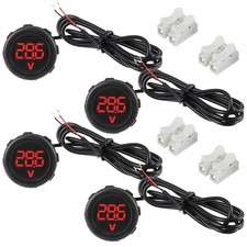 4 PCS Waterproof DC 4V100V Voltmeter Gauge Car LED Digital Display Red