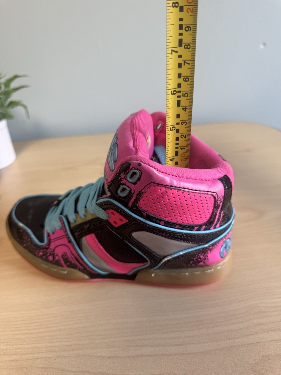 Osiris NYC 83 SLM Y2k Girls Size 3 Blue and Pink Graffiti High Top