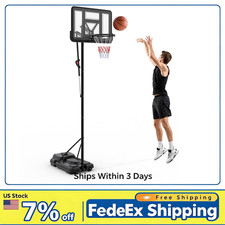 44 Inch Portable Basketball Hoop System,Adjustable Outdoor Goal w/ PVC Backboard