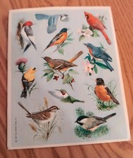 Vintage Hallmark Stickers Beauty of Birds Flora Fauna Chickadee Robin Sheet NEW