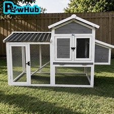 PawHub 1.58m Wooden Chicken Coop Rabbit Hutch Hatch Box With Run