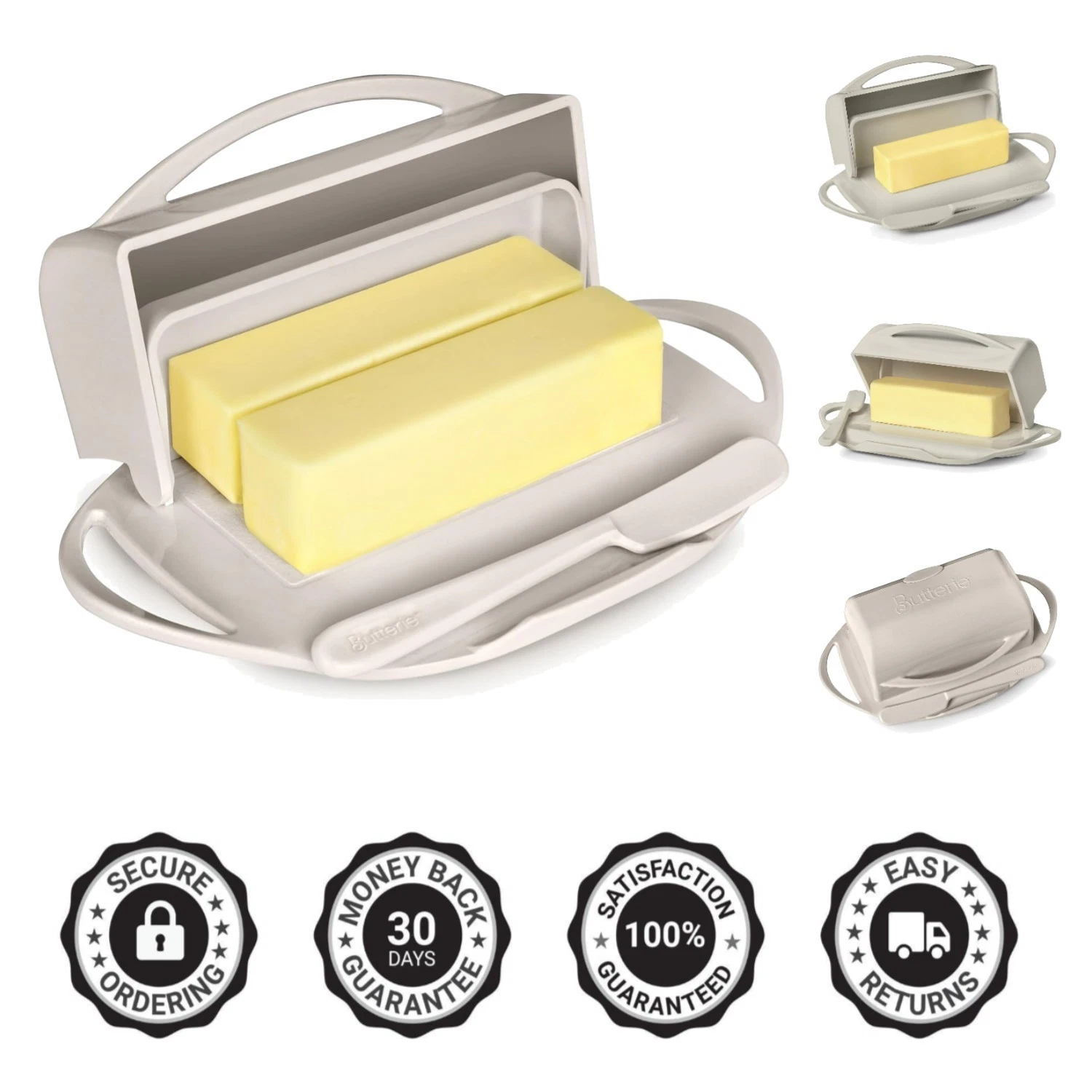No-Mess Butter Dish with Non-Slip Base - Fits 2 Sticks, Perfect for Countertop