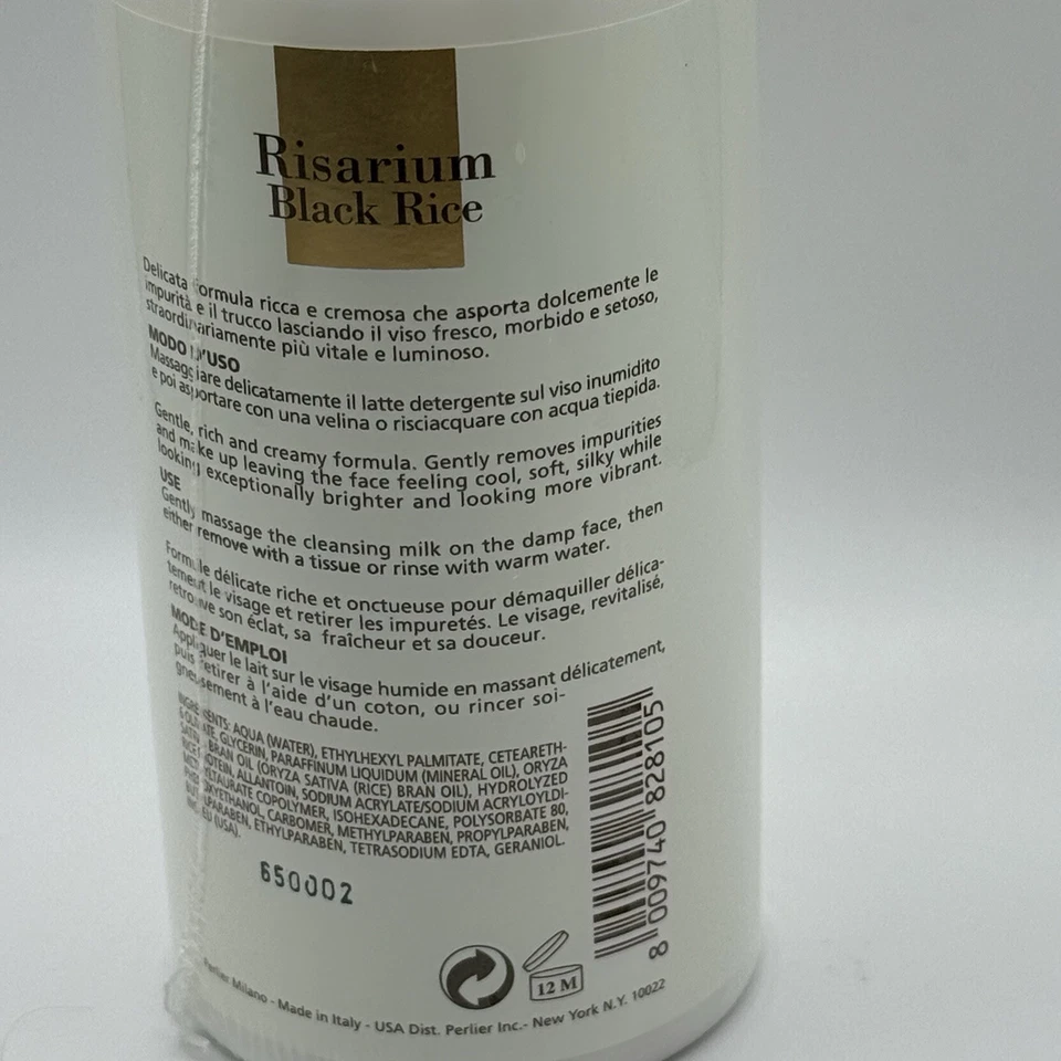 Leche limpiadora iluminadora de arroz negro Perlier Risarium 8,4 oz sellada Foto 4 de 4