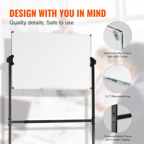 Uimoso Rolling Magnetic Whiteboard Double-sided Mobile Whiteboard 36 x 24 inch - Picture 6 of 12