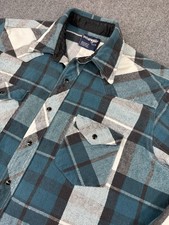 Vintage Wrangler Pearl Snap Flannel Shirt Mens Large 17 1/2 36 L/S Western Plaid