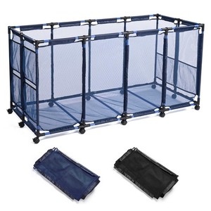AplusChoice 280 Gallon Rolling Mesh Pool Storage Bin Cart with Mesh Cover Net