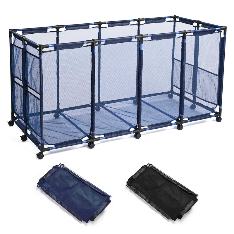 AplusChoice 280 Gallon Rolling Mesh Pool Storage Bin Cart with Mesh Cover Net