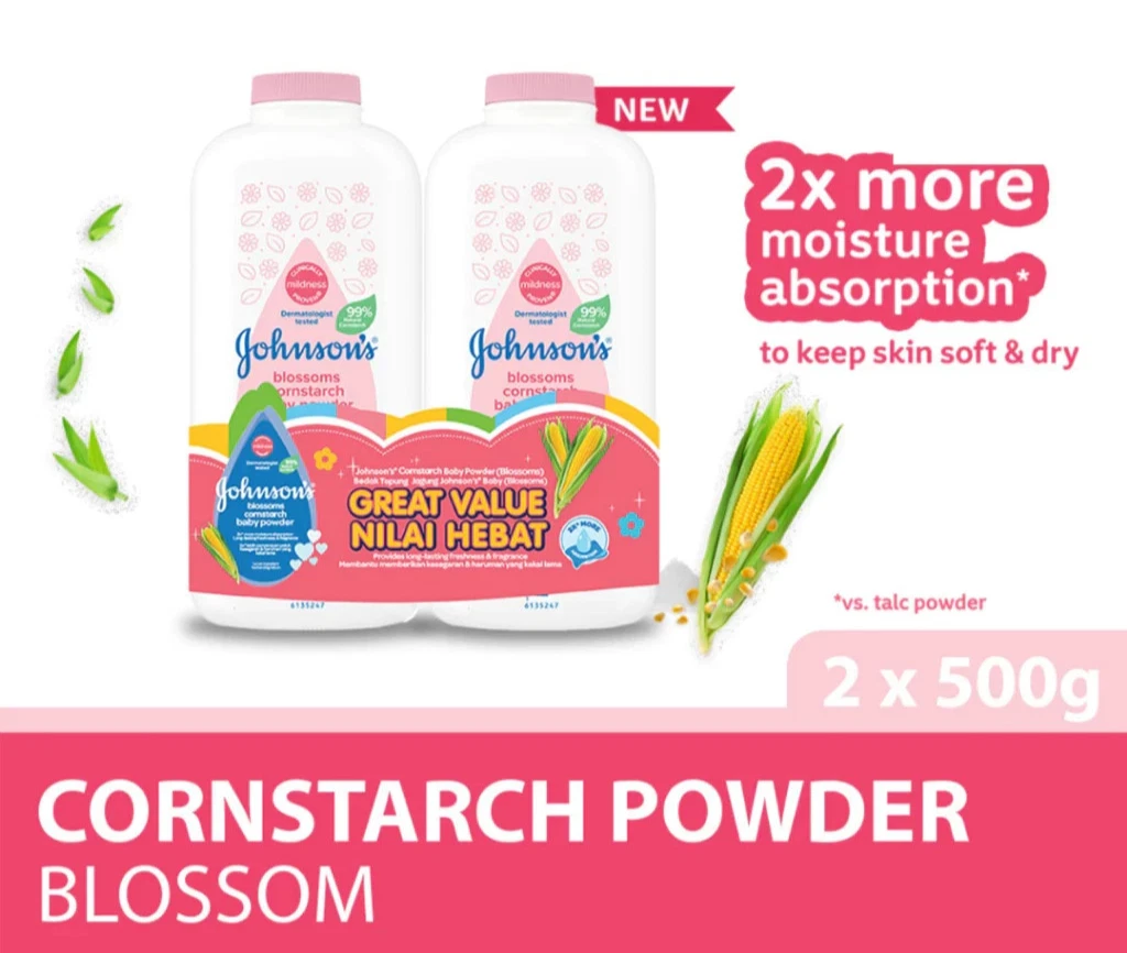 [Bundle of 2] Johnson's Baby Blossoms Cornstarch Powder 500g