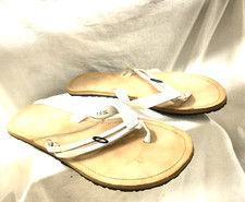 Brown Flip Flop Sandals Beach Thong Flat White Trim Women Size 7 Good