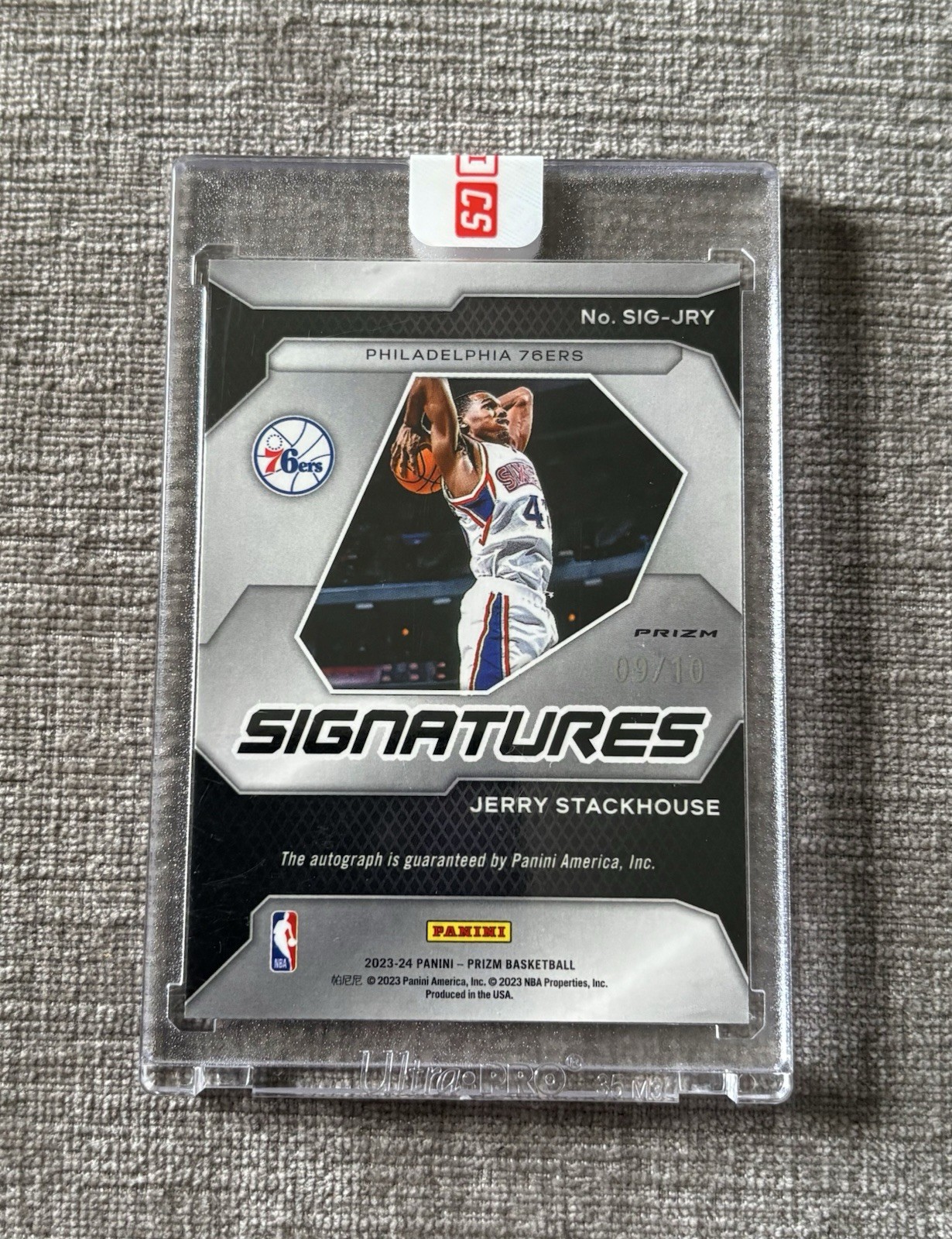 2023-24 Prizm Jerry Stackhouse True Gold Auto 09/10 Sealed view 2