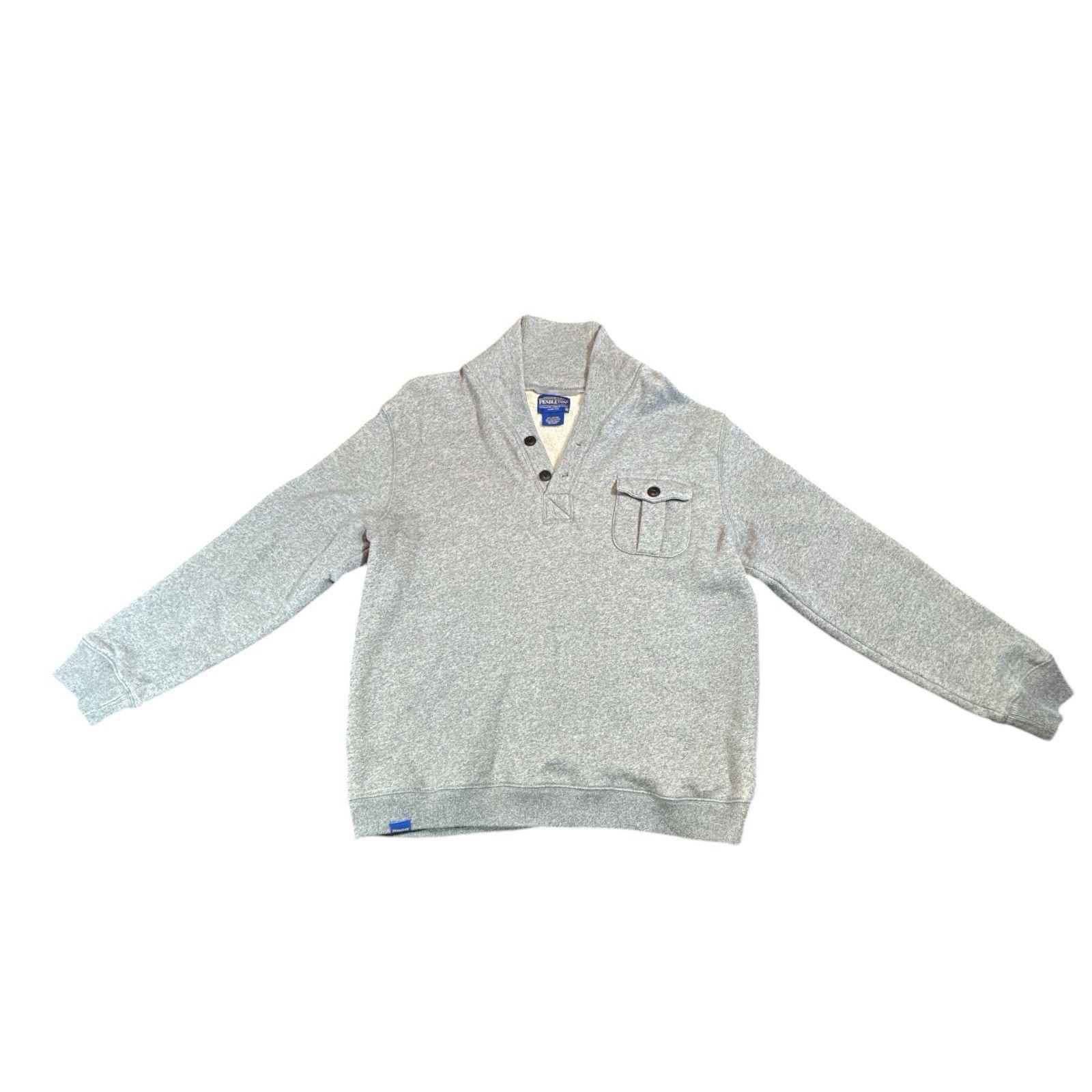 Pendleton Elbow Patch Pullover Grey Cotton Blend … - image 1