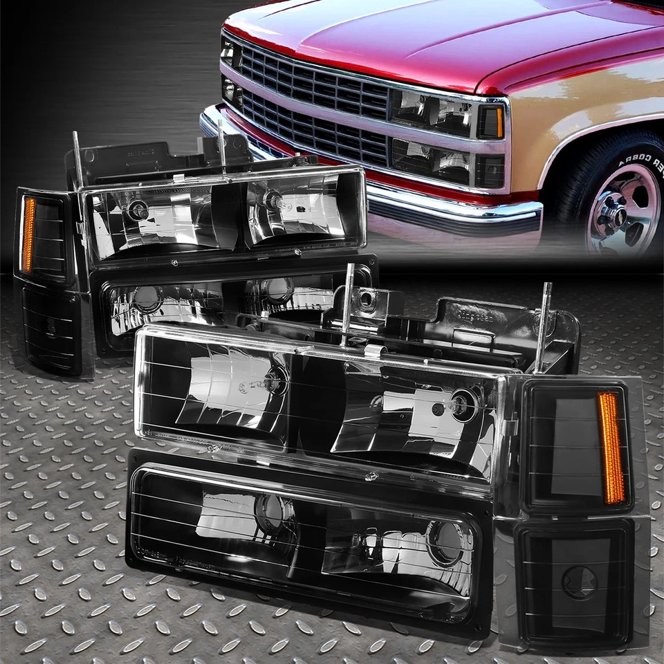 FARO NEGRO + ESQUINA ÁMBAR + PARACHOQUES + LUZ TRASERA LED ROJA PARA 94-02 CHEVY C10 C/K Foto 2 de 4