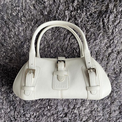 LOEWE Senda Leather Handbag White Women's Used Authentic