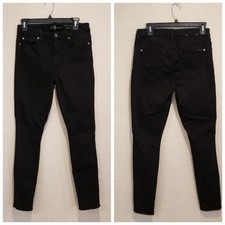 7 FOR ALL MANKIND Black STRETCH DENIM 5-Pocket THE HIGH WAIST SKINNY JEANS Sz 29