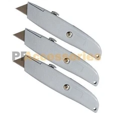 3x Utility Metal Cutter Knife Heavy Duty Box Cutter Retractable Razor Blade LOT