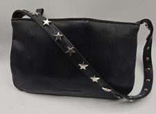 Steve Madden Black Shoulder Bag w/ Star Studded Strap Zip Closure Inner Pockets