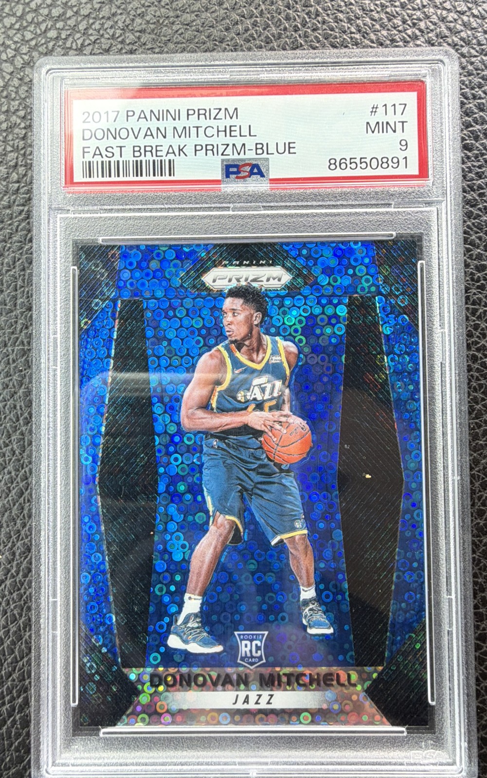 2017-18 Panini Prizm - Donovan Mitchell #117 Blue Fast Break Prizm /175 (RC)