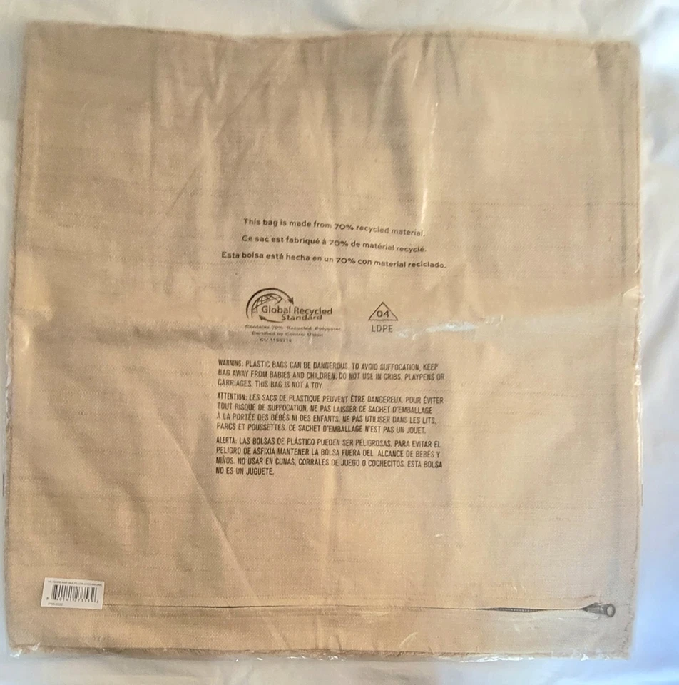 Serena & Lily Wiltshire Raw Silk Pillow Cover 22" Square Natural Cream Color  - Image 3 of 4