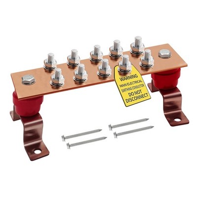 Copper Grounding Bar Kit 7.8 Inch Bus 10 Terminal Positions 7.88x2 Inch 600A